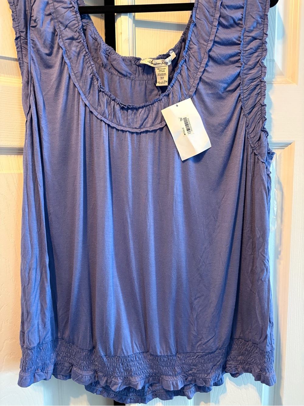 American Rag Periwinkle Blue Ruffle Scoop Neck Tank